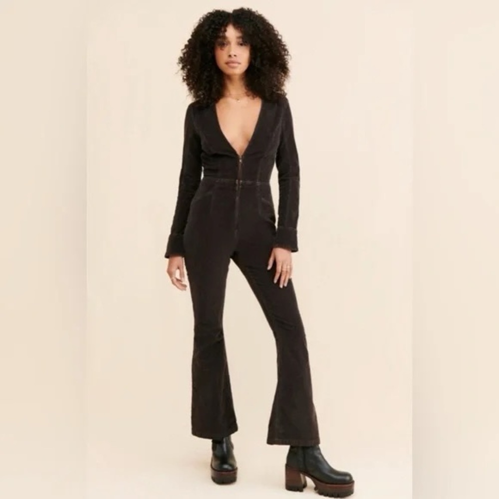 Free People Chocolate Brown Corduroy Jumpsuit